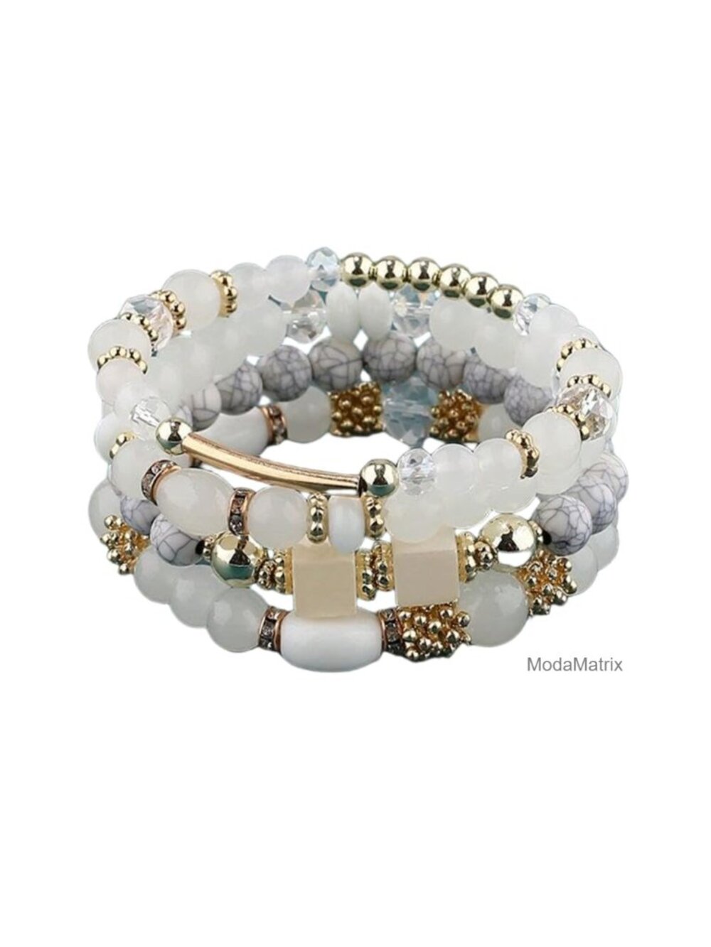Bohemian Crystal Beaded Elastic Multi-Layer Stackable Bracelets Set